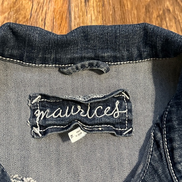 Maurices Dark Blue Distressed Jean Jacket - Size:XL - Picture 4 of 15